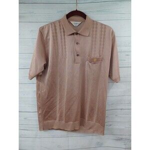 Vtg Geminesse Polo Shirt Size 44 Fits Sz M Gold Brown 60s 70s Italy Disco